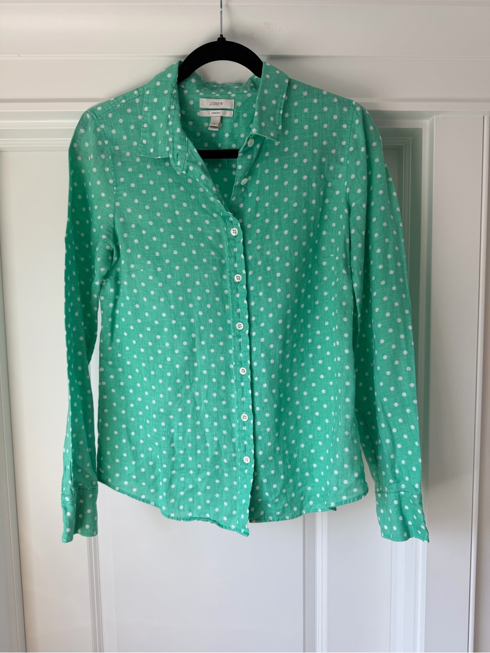 J. Crew Mint Green Polka Dot Button-Down Shirt